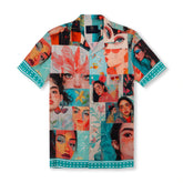 Camisa de manga corta con cuello campamento y estampado a juego